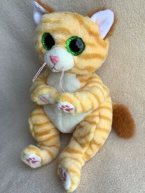 Ty Beanie Bellies Mango Plush Gold Yellow Striped Tabby Cat Stuffed Animal Tot